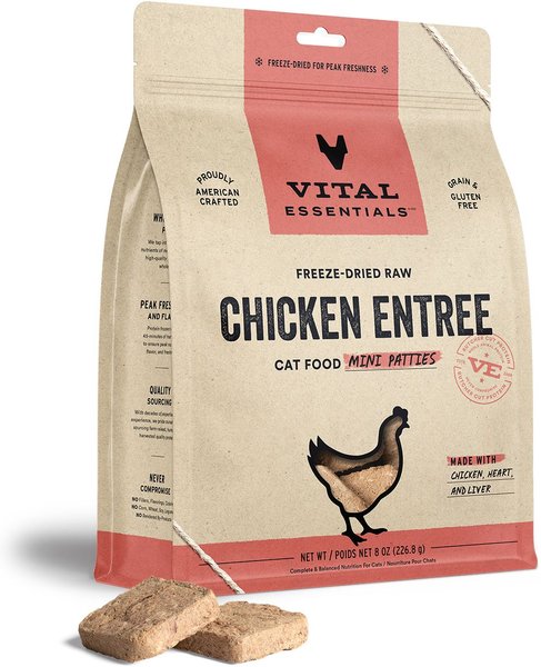 Vital Essentials Freeze-Dried Raw Chicken Mini Patties Entree Cat Food, 8-oz bag slide 1 of 7