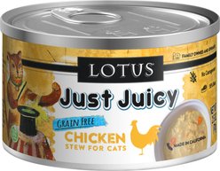Lotus Just Juicy Chicken Stew Grain-Free Canned Cat Food, 2.5-oz, case of 24