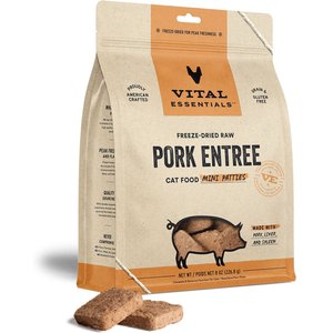 Vital Essentials Freeze-Dried Raw Pork Mini Patties Entree Cat Food, 8-oz bag