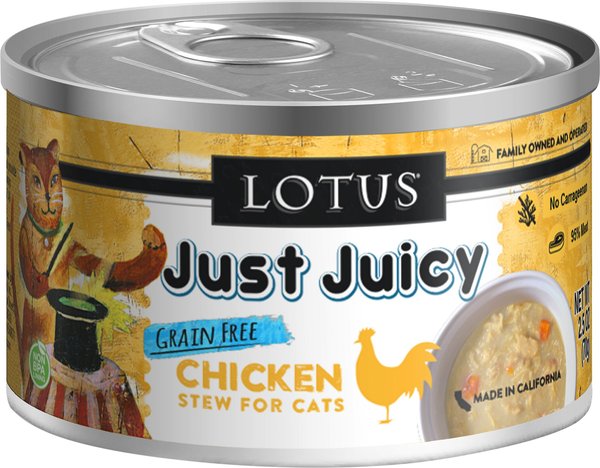 Lotus Just Juicy Chicken Stew Grain-Free Canned Cat Food, 5.3-oz, case of 24 slide 1 of 2