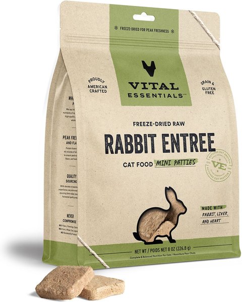 Vital Essentials Freeze-Dried Raw Rabbit Mini Patties Entree Cat Food, 8-oz bag slide 1 of 7