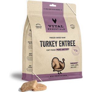 Vital Essentials Freeze-Dried Raw Turkey Mini Patties Entree Cat Food, 8-oz bag