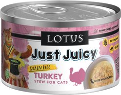 Lotus Just Juicy Turkey Stew Grain-Free Canned Cat Food, 2.5-oz, case of 24