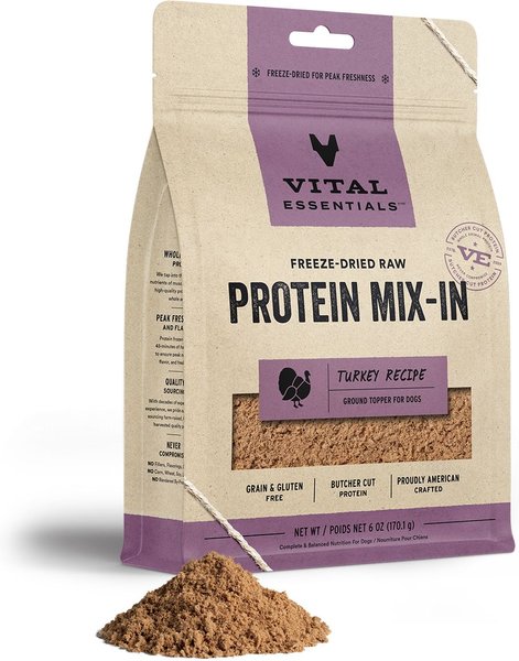 Vital Essentials Freeze-Dried Raw Protein Mix-In Turkey Recipe Ground Dog Food Topper, 6-oz bag slide 1 of 7