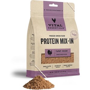 Vital Essentials Freeze-Dried Raw Protein Mix-In Turkey Recipe Ground Dog Food Topper, 6-oz bag