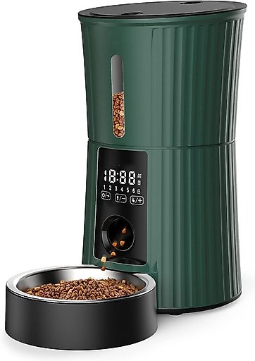 PATPET PF01 Timed 10s Voice Recorder Smart Automatic Cat & Dog Feeder, 4-lit, Green