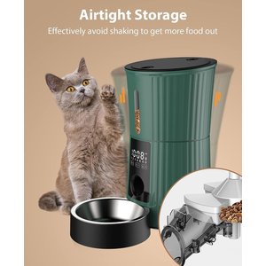 PATPET PF01 Timed 10s Voice Recorder Smart Automatic Cat & Dog Feeder, 4-lit, Green