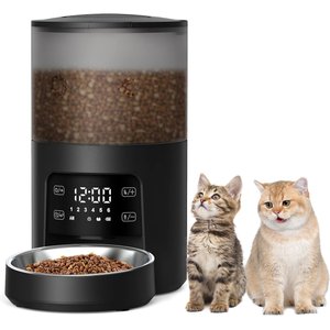 PATPET PF02 Timed Automatic Food Feeder Smart Dispenser for Cats Dogs Black