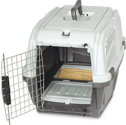 MidWest Homes for Pets 24-in Plastic Dog & Cat Carrier with integrated Litter Pan, Grey, Small slide 2 of 9