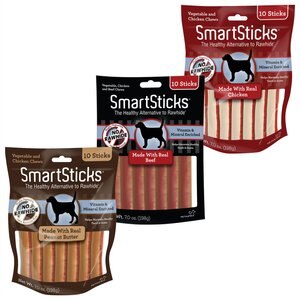 Variety Pack - SmartBones SmartSticks Chicken Chews Dog Treats, Peanut Butter & Beef Flavors