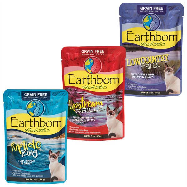 Variety Pack - Earthborn Holistic Lowcountry Fare Tuna Dinner with Shrimp in Gravy Grain-Free Cat Food Pouches, Tuna in Gravy & Tuna with Salmon Flavors slide 1 of 9