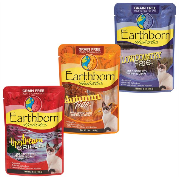 Variety Pack - Earthborn Holistic Lowcountry Fare Tuna Dinner with Shrimp in Gravy Grain-Free Cat Food Pouches, Tuna with Pumpkin & Tuna with Salmon Flavors slide 1 of 9