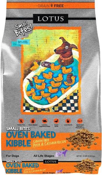 Lotus Oven-Baked Small Bites Grain-Free Duck & Cassava Recipe Dry Dog Food, 10-lb bag slide 1 of 2