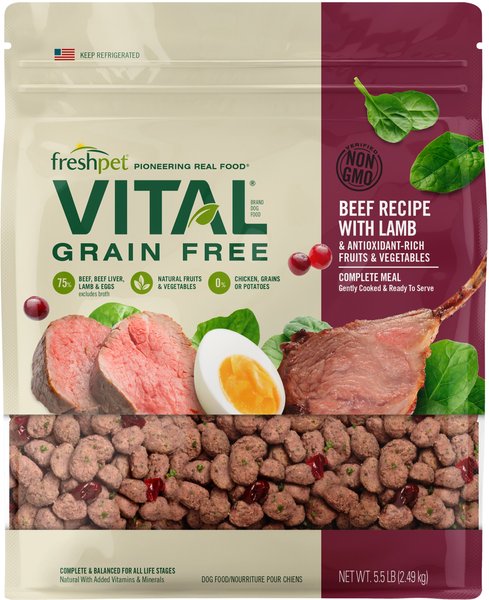 FRESHPET Vital Beef Lamb Grain Free Fresh Dog Food 5.5 lb bag