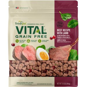 Freshpet Vital Beef & Lamb Grain-Free Fresh Dog Food, 5.5-lb bag, bundle of 2