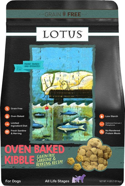 Lotus Oven-Baked Grain-Free Sardine & Herring Recipe Dry Dog Food, 4-lb bag slide 1 of 3