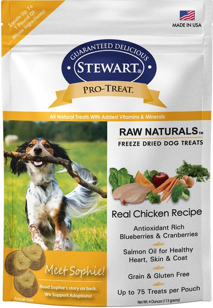 Stewart Pro-Treat Raw Naturals Real Chicken with Berries & Flaxseed Freeze-Dried Dog Treats, 4-oz bag slide 1 of 7