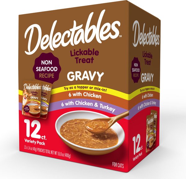 HARTZ Delectables Gravy Variety Pack Lickable Cat Treats, 1.4oz tubes