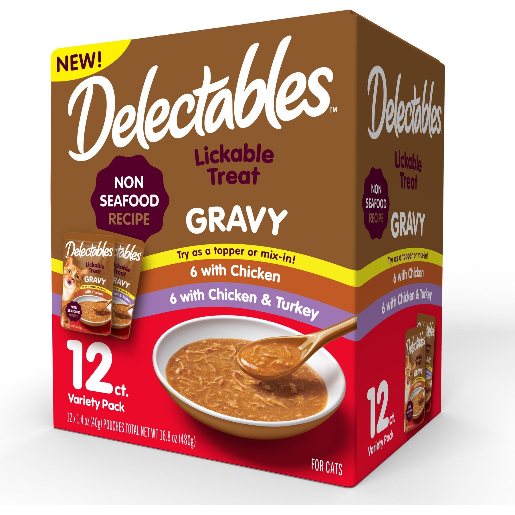 HARTZ Delectables Gravy Variety Pack Lickable Cat Treats 1.4 oz