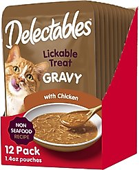 Hartz Delectables Gravy Non Seafood Chicken Lickable Cat Treats, 1.4-oz tubes, 12 count