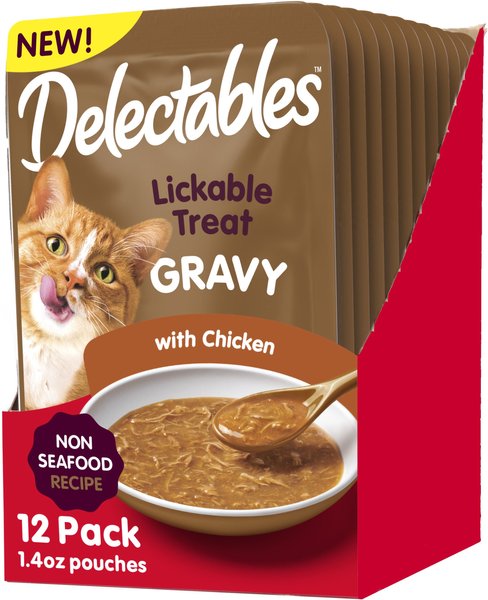 HARTZ Delectables Gravy Non Seafood Chicken Lickable Cat Treats, 1.4-oz ...