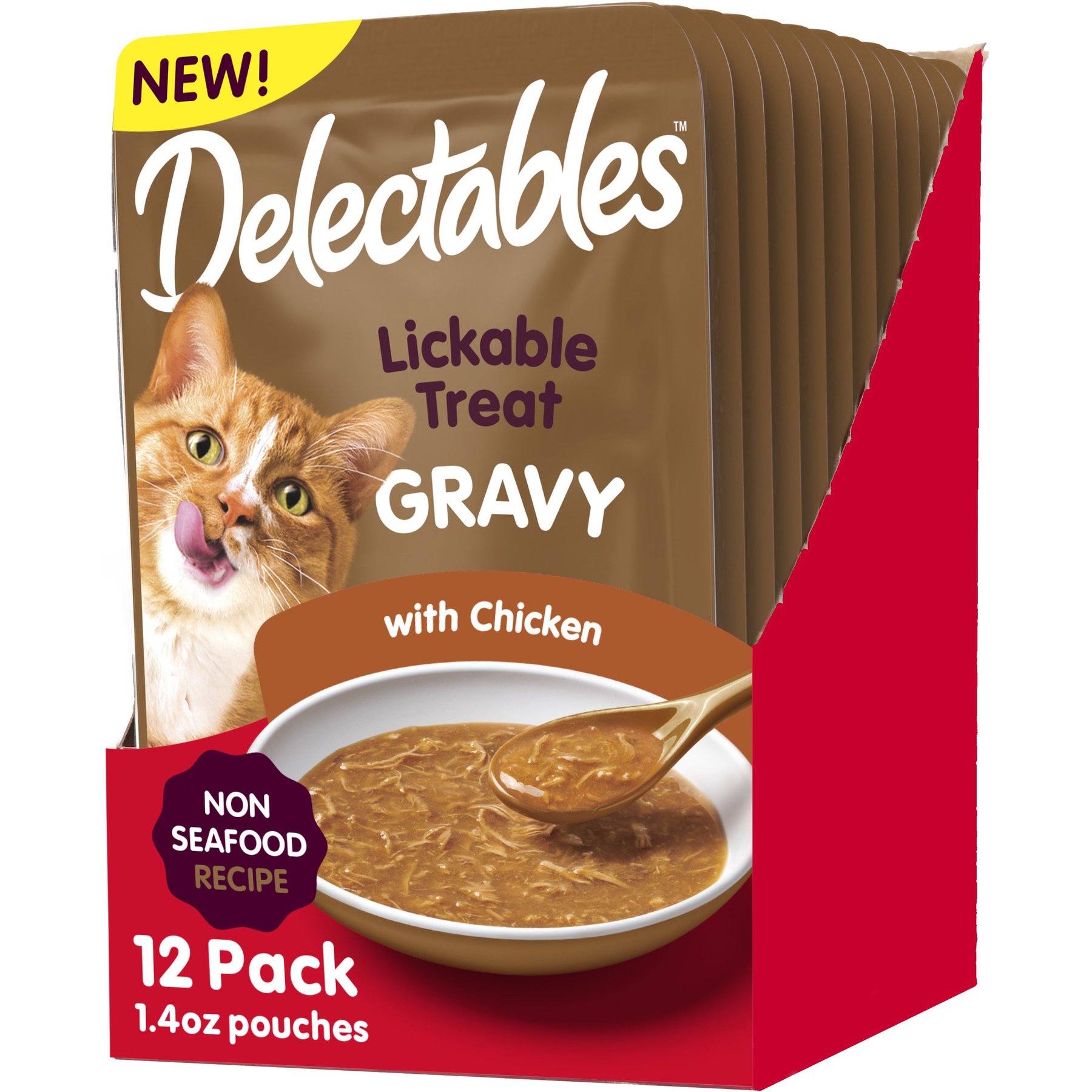 Hartz Delectables Gravy Non Seafood Chicken Lickable Cat Treats 1.4 oz pouch 12 count