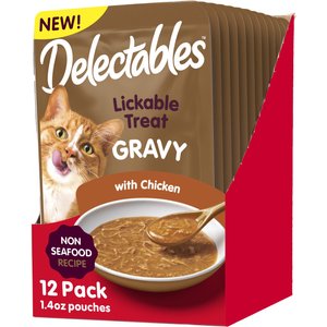 Hartz Delectables Gravy Non Seafood Chicken Lickable Cat Treats, 1.4-oz tubes, 12 count