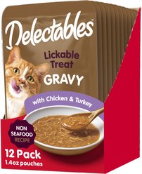 Hartz Delectables Gravy Non Seafood Chicken & Turkey Lickable Cat Treats, 1.4-oz tubes, 12 count