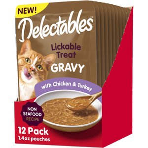 Hartz Delectables Gravy Non Seafood Chicken & Turkey Lickable Cat Treats, 1.4-oz tubes, 12 count