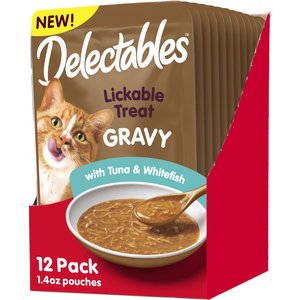 Hartz Delectables Gravy Tuna & Whitefish Lickable Cat Treats, 1.4-oz tubes, 12 count