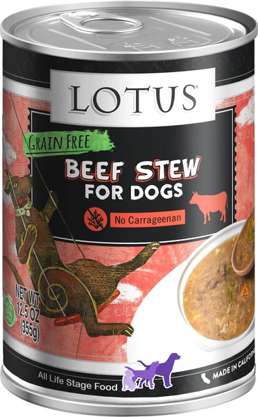 Lotus Wholesome Beef & Asparagus Stew Grain-Free Canned Dog Food, 12.5-oz, case of 12 slide 1 of 1