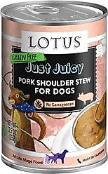 Lotus Just Juicy Pork Shoulder Stew Grain-Free Canned Dog Food, 12.5-oz, case of 12