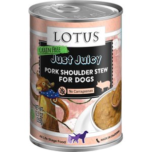 Lotus Just Juicy Pork Shoulder Stew Grain-Free Canned Dog Food, 12.5-oz, case of 12