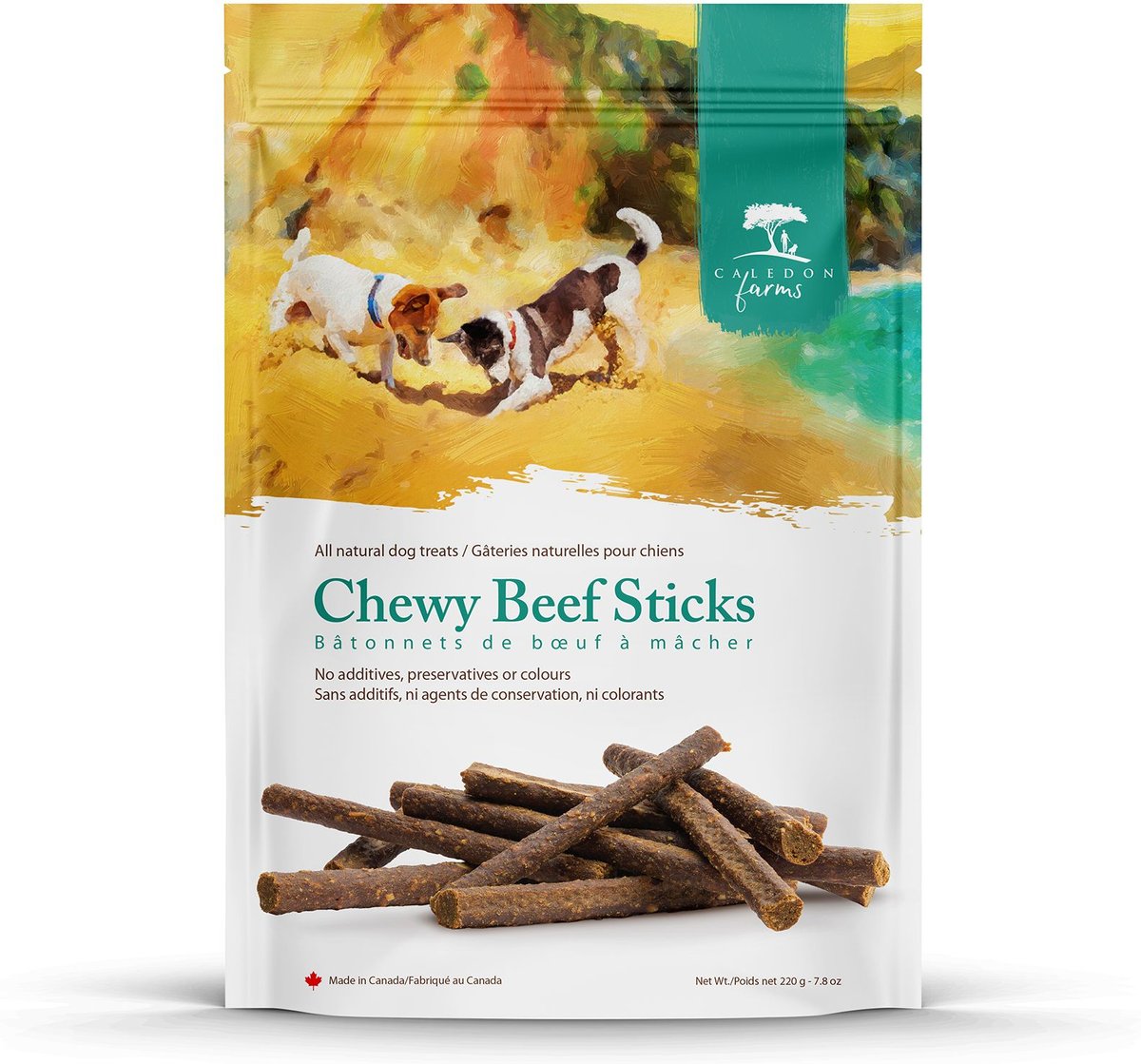 CALEDON FARMS Chewy Beef Sticks Dog Treats, 220gm bag