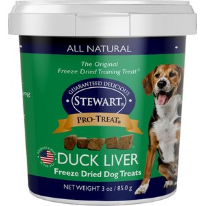 Stewart Pro-Treat Duck Liver Freeze-Dried Raw Dog Treats, 3-oz tub