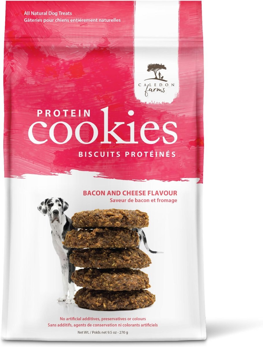 CALEDON FARMS Protein Cookie Bacon & Cheese Dog Treats, 224gm bag