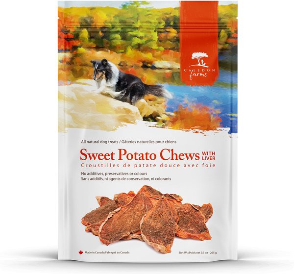 CALEDON FARMS Sweet Potato Chews with Liver Dog Treats, 265-gm bag ...