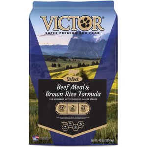 VICTOR Select Beef Meal & Brown Rice Dry Dog Food, 40-lb bag, bundle of 2
