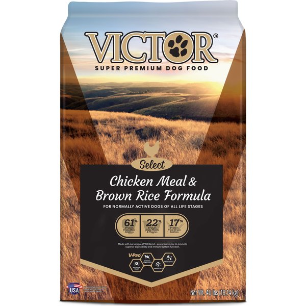 VICTOR Select Chicken Meal & Brown Rice Formula Dry Dog Food, 40lb bag