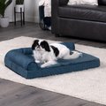 FurHaven Plush Fur & Almond Print Orthopedic Deluxe L-Chaise Sofa Cat & Dog Bed, Blue Almonds, Medium