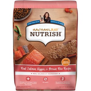 Rachael Ray Nutrish Real Salmon, Veggies & Brown Rice Recipe Dry Dog Food, 13-lb bag