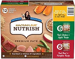Rachael Ray Nutrish Premium Pate Variety Pack Wet Dog Food, 13-oz can, case of 12