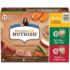 Rachael Ray Nutrish Premium Pate Variety Pack Wet Dog Food, 13-oz can, case of 12