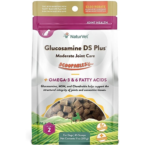 NATURVET Scoopables Glucosamine DS Plus Level 2 Moderate Joint Care Dog Supplement, 11oz bag