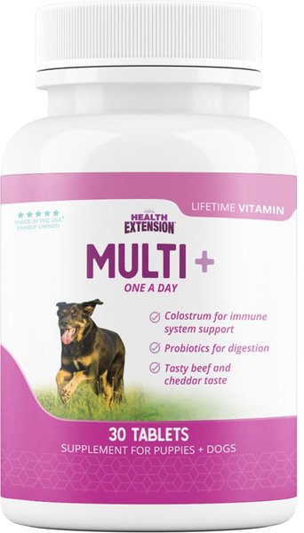 Health Extension Lifetime Vitamins Chewable Dog Tablets, 30 count slide 1 of 7