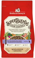 Stella & Chewy's SuperBlends Raw Coated Wholesome Grains Puppy Cage-Free Chicken & Wild-Caught Salmon Recipe with Superfoods Dry Dog Food, 3.5-lb bag