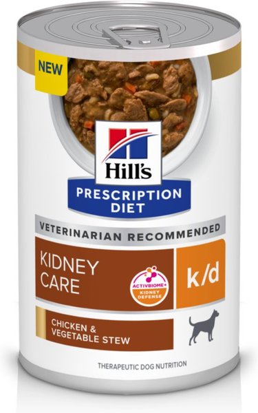 Hill's Prescription Diet k/d Kidney Care Chicken & Vegetable Stew Wet Dog Food, 12.5-oz, case of 12 slide 1 of 11