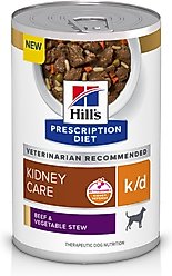 Hill's Prescription Diet k/d Kidney Care Beef & Vegetable Stew Canned Dog Food, 12.5-oz, case of 12