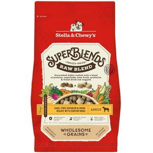 Stella & Chewy's SuperBlends Raw Blend Wholesome Grains Cage-Free Chicken & Duck Recipe with Superfoods Dry Dog Food, 3.25-lb bag
