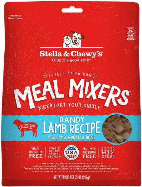STELLA & CHEWY'S Freeze-Dried Grain-Free Protein Rich Recipe Raw Dandy Lamb  Meal Mixer Dog Food Topper, 35-oz bag 